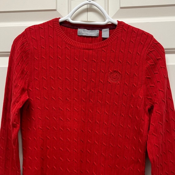 Liz Claiborne crewneck long sleeve cable knit sweater, red, size M - Picture 5 of 8